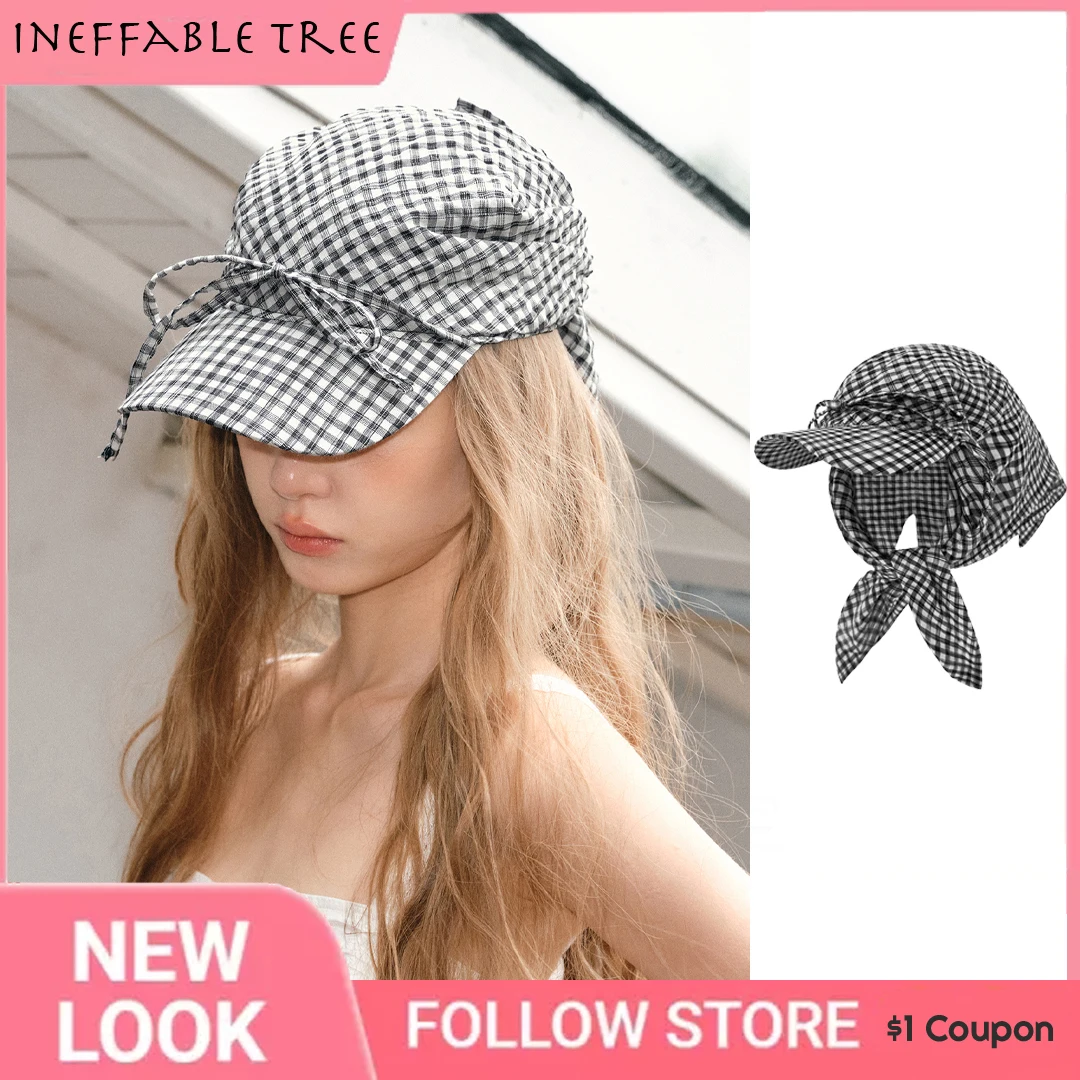 

American Plaid Headscarf Hats for Women Spring Summer Baseball Street Travel Hip Hop Sun Protection Baseball Chapeau Homme