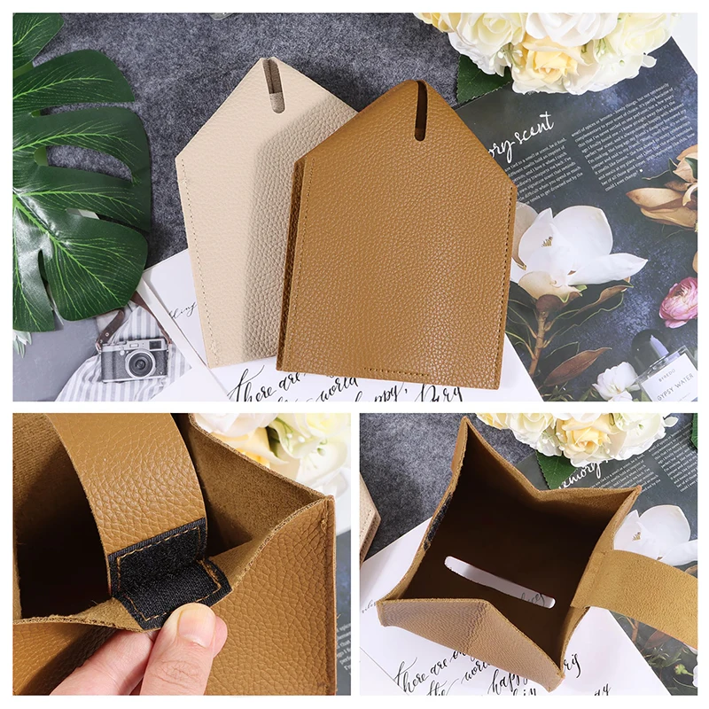 PU Leather Tissue Box Napkin Paper Box Holder Square Decorative Tissue Storage Box Suitable For Automotive And Home Decoration