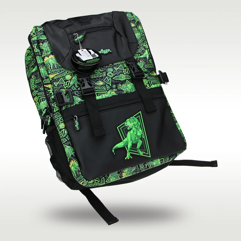 Australia original Smiggle hot-selling schoolbag boys high-quality backpack green Tyrannosaurus rex oversized schoolbag 18 inch