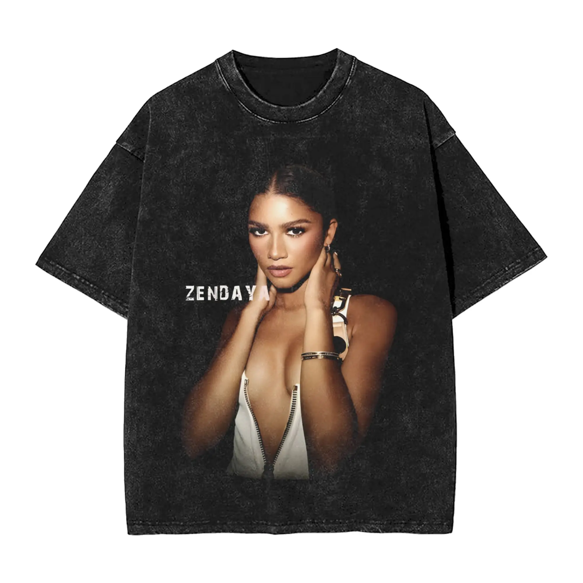 Harajuku Washed Shirts Ruby Rue Zendaya Accessories Vintage T-Shirts Oversize  Streetwear 100% Cotton Graphic Printed Tops Tees
