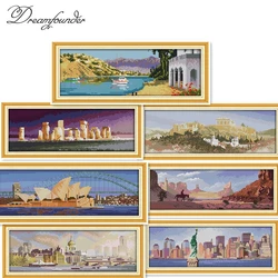 The Mediterranean Sea port cross stitch kit aida 14ct 11ct count printed canvas stitches embroidery DIY handmade needlework