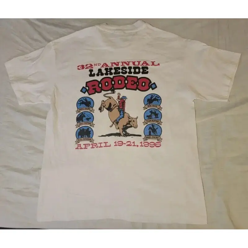 Vintage San Diego 32nd Annual Lakeside Rodeo Graphic Shirt Roping Bull Dogging