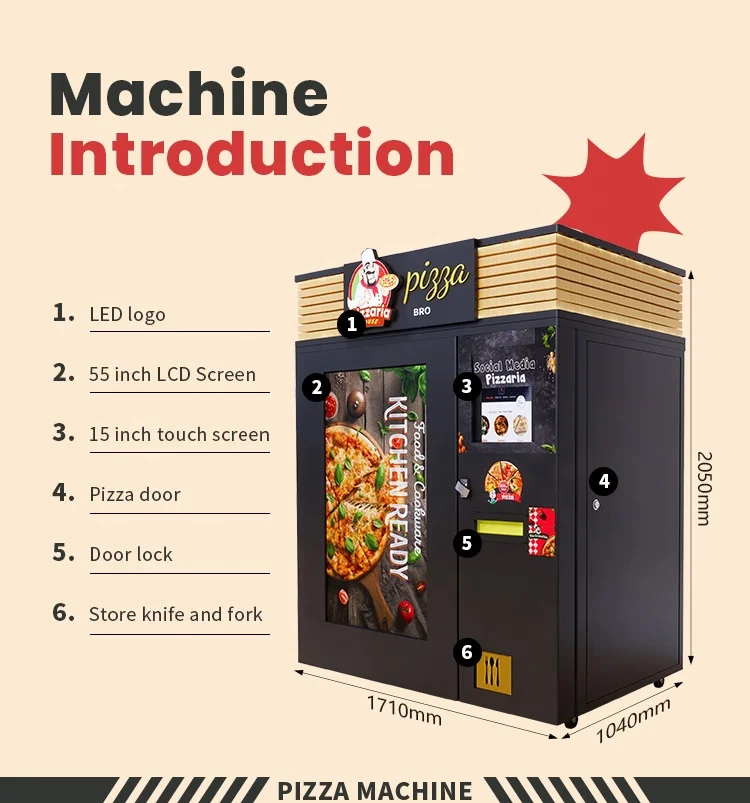 Healthy Pizza Vending-machine Indoor Mall Pizza Vending Machine Manufacturers Piestro France Europe for Sale Mobile Food Carts