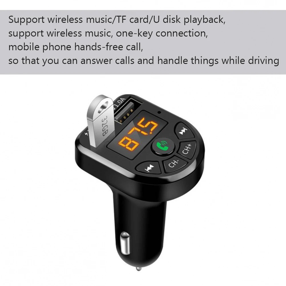 

Car Receiver Wireless FM Transmitter Dashboard Mp3 Adapter Handsfree Call 5V 3 1A USB LED Display Memory