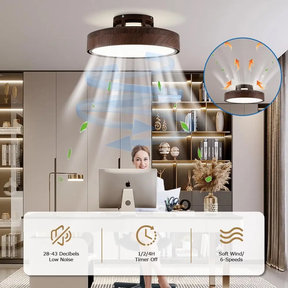 Leaf Free Ceiling Fan with LED Lighting Advanced with Small Night Light Remote Control Electric Fan for Hotel Bedroom Fans Lamp