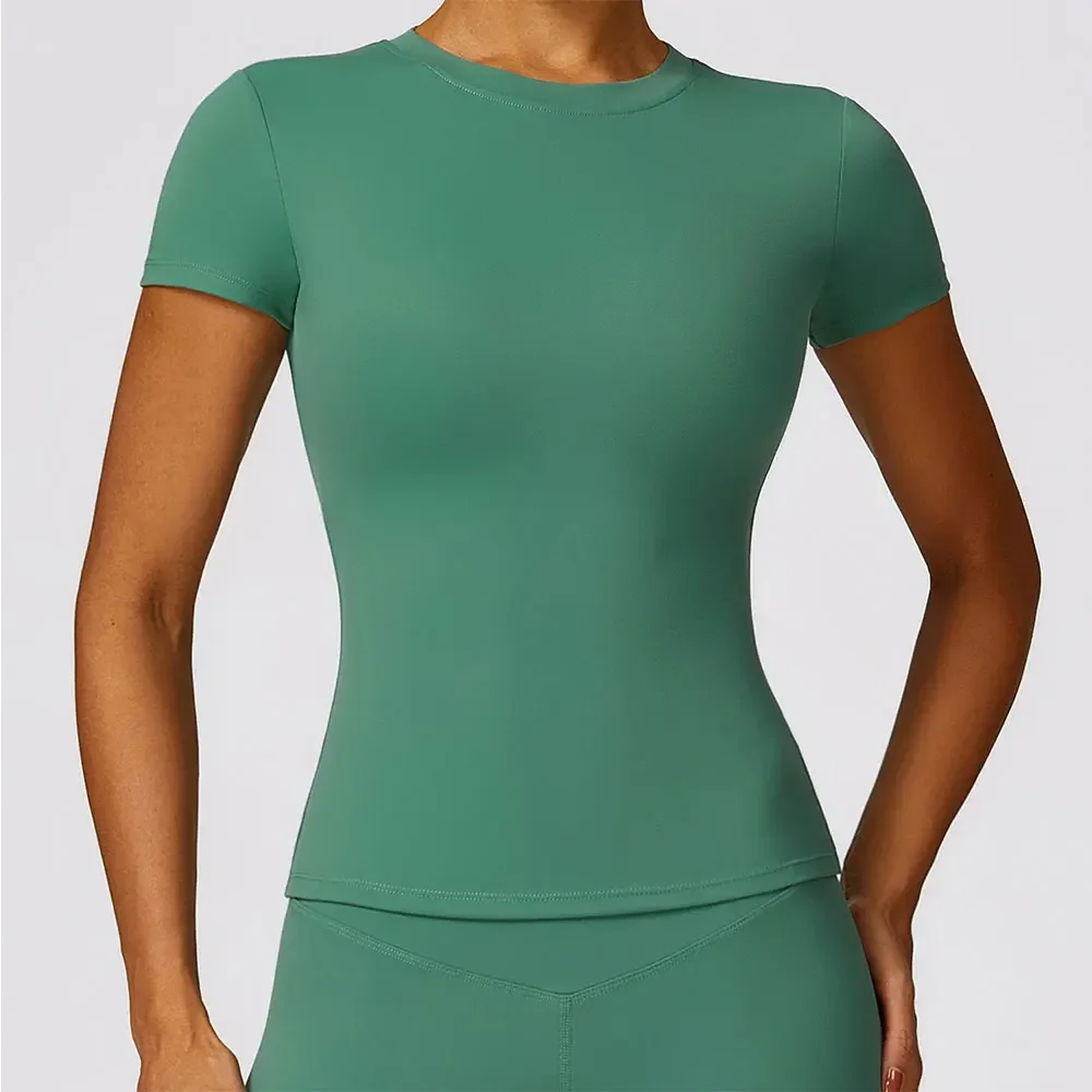 

Woman Yoga Shirt Sports Tops Yoga Crop Top Short Sleeve Top For Fitness Workout T-shirt Tops Gym Clothing Running Sportswear