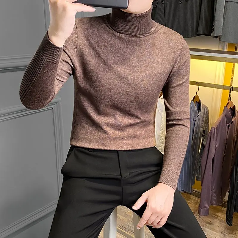 Maglioni Popolarità Abbigliamento da uomo T-shirt Dolcevita a maniche lunghe Mantieni caldo Antivento Maniche lunghe Elasticità Confortevole