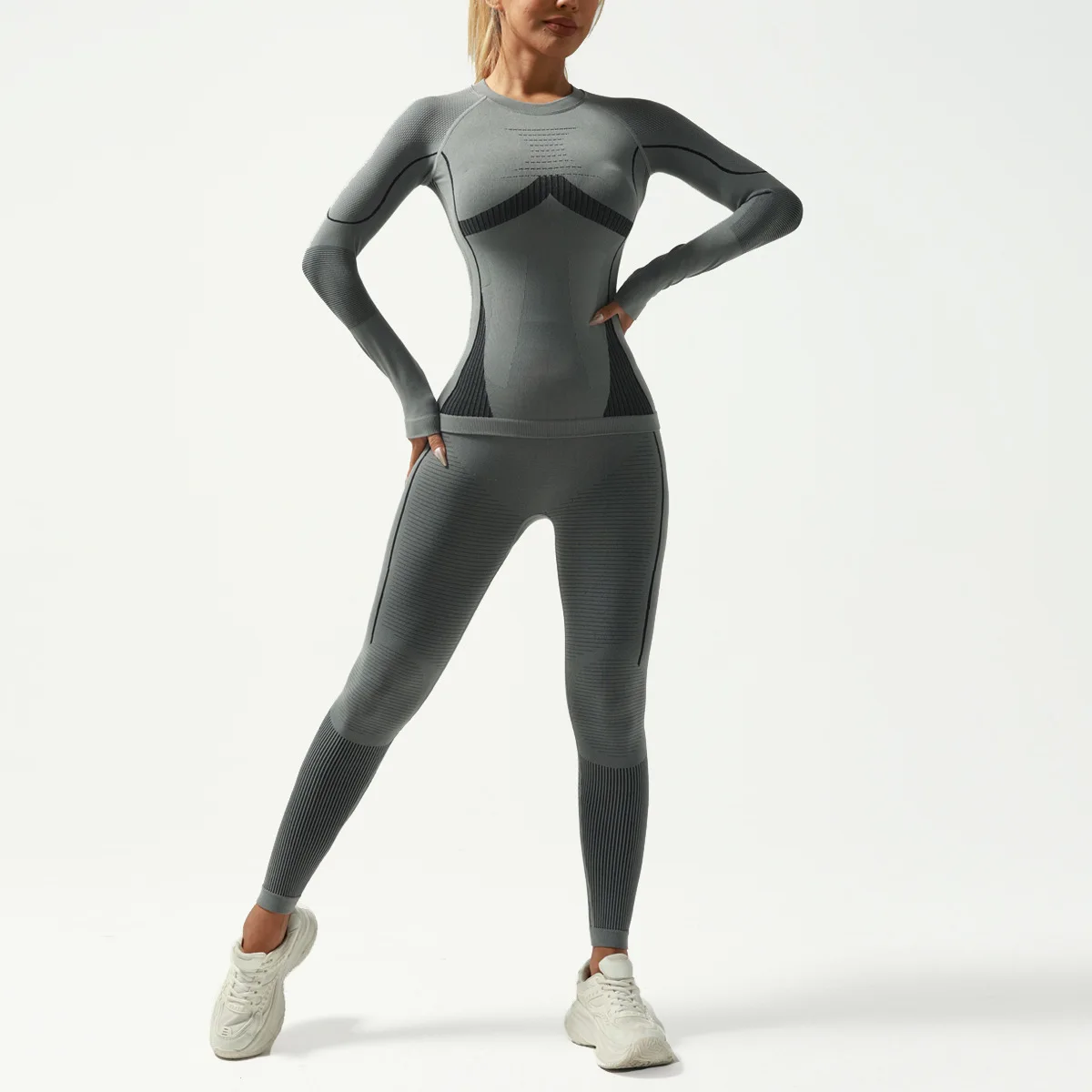 THRUM Seamless Thermal Underwear Set Ski Speedo Skiwear Training Clothing Sportswear Sweat Wicking Fitness Suit Winter Clothes