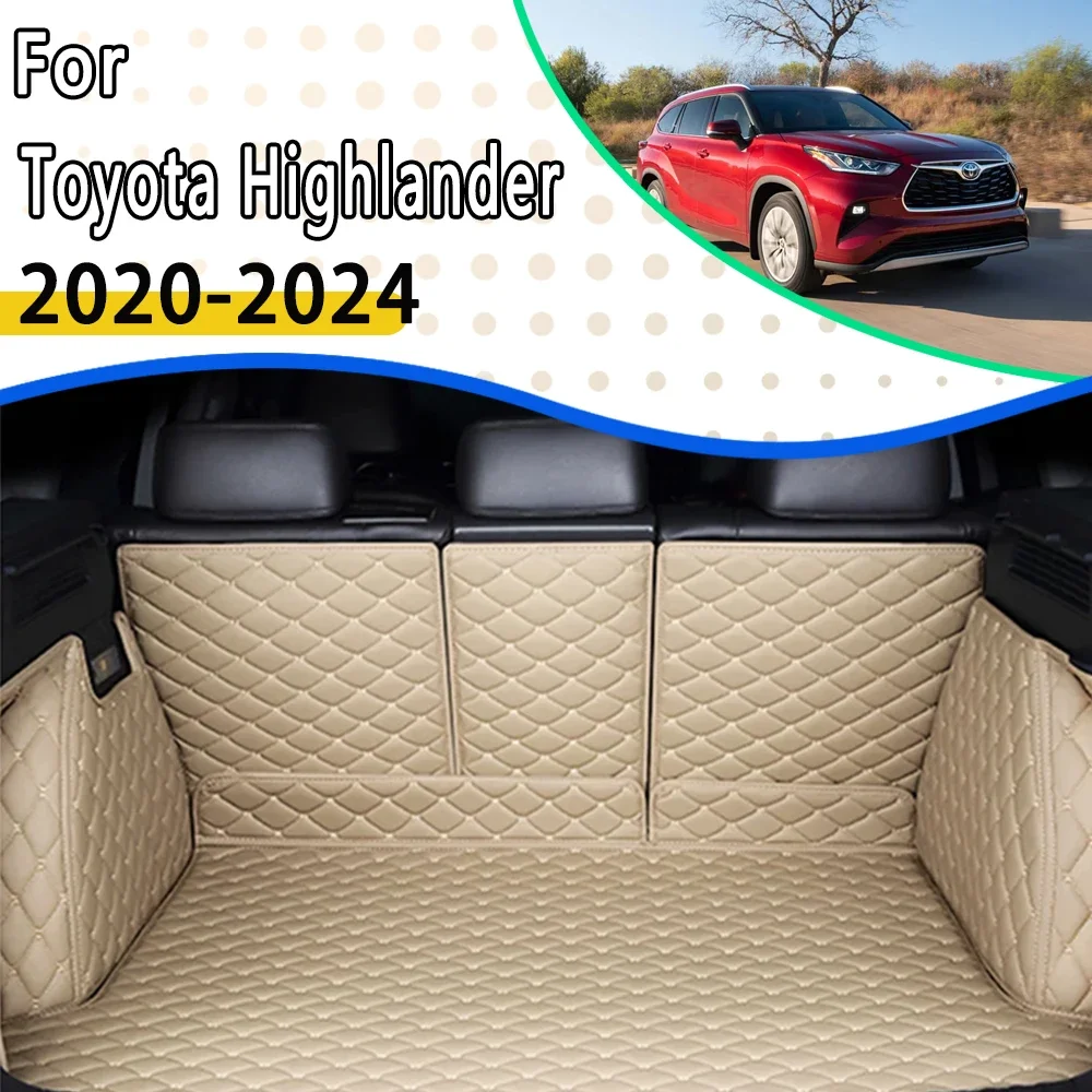 

Топливные коврики для багажника автомобиля Toyota Highlander XU70 2020 2021 2022 2023 2024, 7 мест, водонепроницаемый органайзер для багажника автомобиля, аксессуары