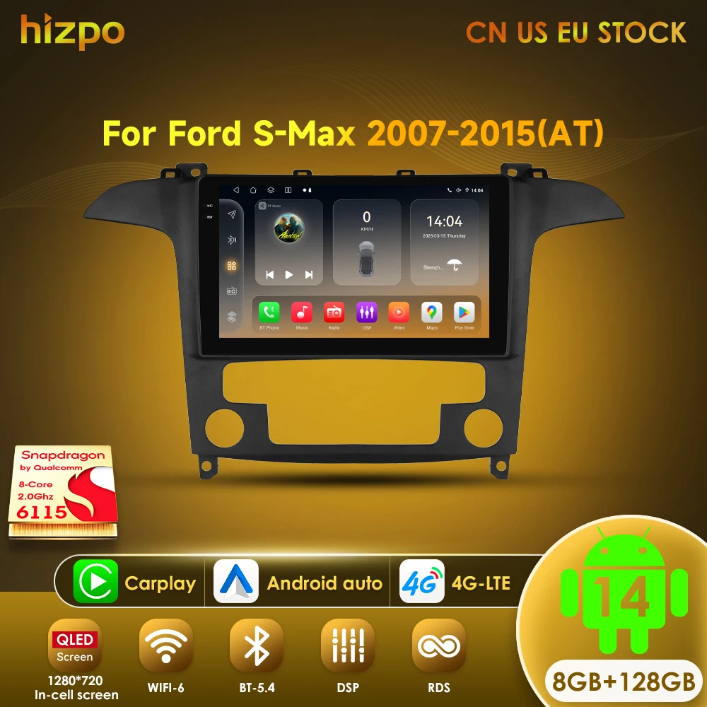 

Hizpo Wifi For Ford S Max S-MAX 2007 -2015 Car Multimedia Video Player Radio Navigation GPS Stereo Auto Android No 2din DVD 6115