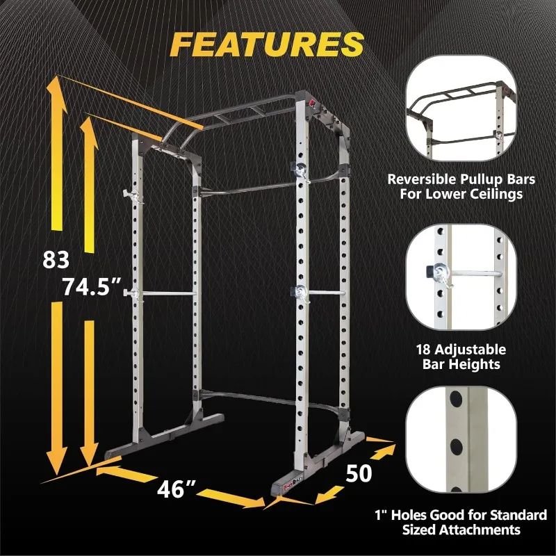 Squat Rack Power Cage | Optional LAT Pulldown & Leg Holdown Attachment |  Super Max 810 XLT