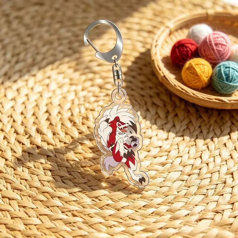 For Pokemon Elf Lycanroc Acrylic Selfmade Original Cute Cartoon Anime Keychain Pendant Toy Gift 5cm
