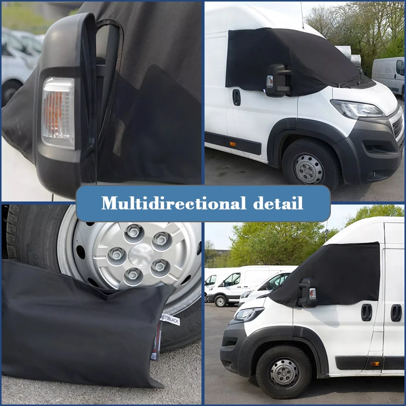 

Для Fiat Ducato, Peugeot Boxer, Citroen Relay: Защитный экран-шторка на лобовое стекло из ткани Оксфорд 600D с защитой от снега и солнца