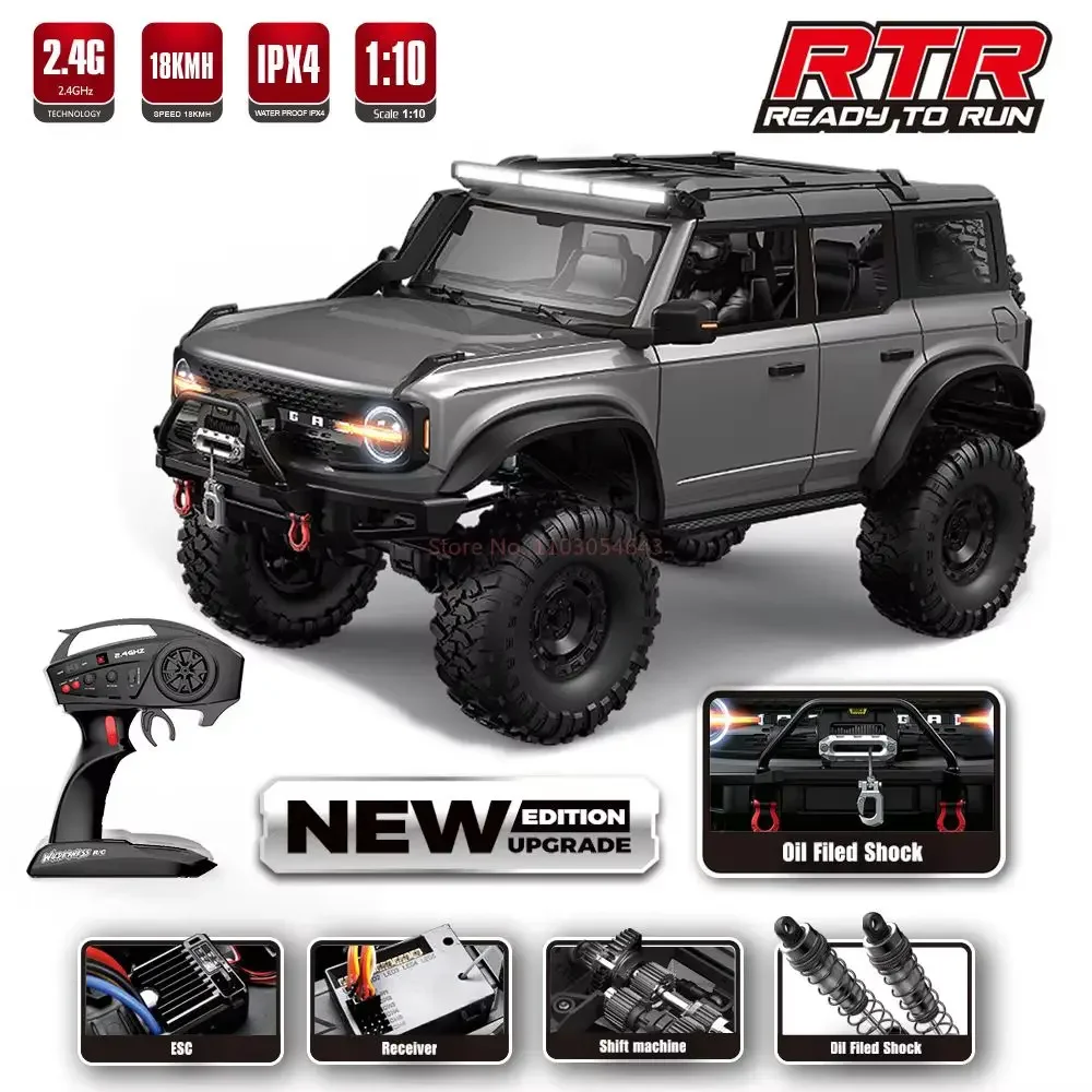 ลดราคาพิเศษ รถบังคับวิทยุ 1/10 RC Car 4WD RTR HB R1002 Horse ขนาดเท่าของจริง พร้อมไฟ LED รีโมทคอนโทรลไฟฟ้า 2.4G รถบังคับวิทยุแบบ Rock Buggy ของเล่น