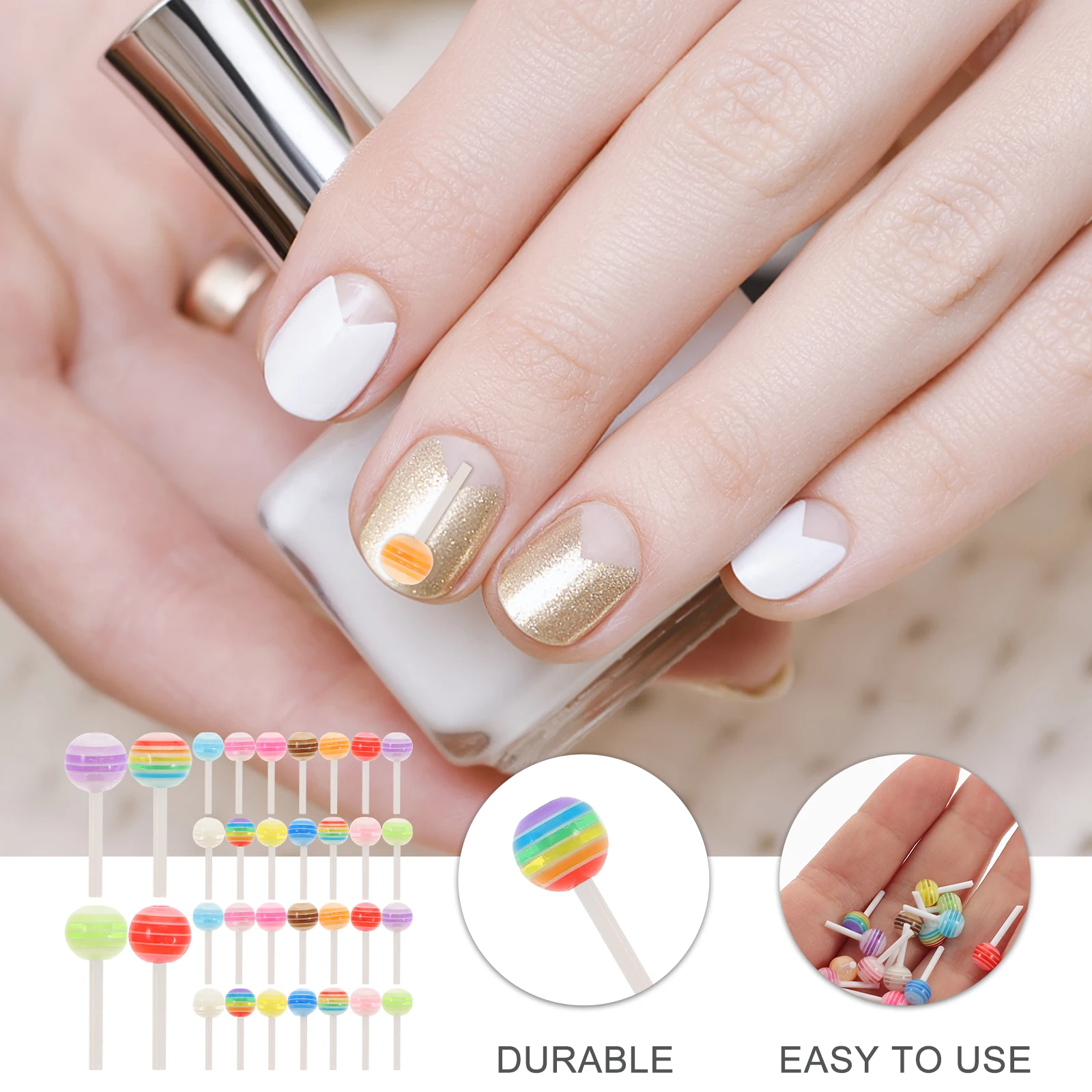 

50 Pcs Fingernail Diy Decor Art Charms 3D Manicure Decor C y Color Nail Art Diy Supplies Supplies Nail Accessories