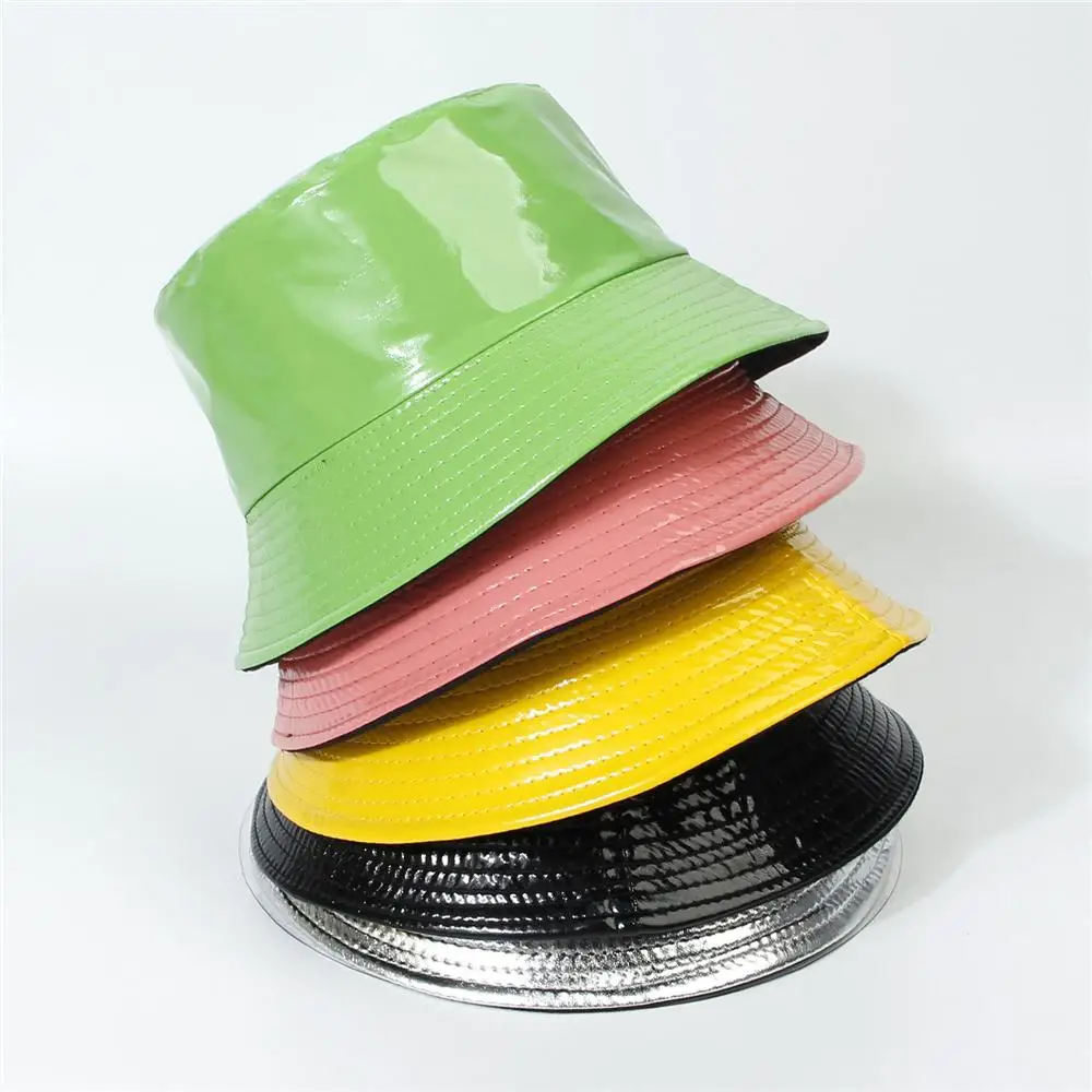 Unisex Climbing PU Leather Reversible Sun Hat Bucket Hat Fishing Hat Fisherman Hat