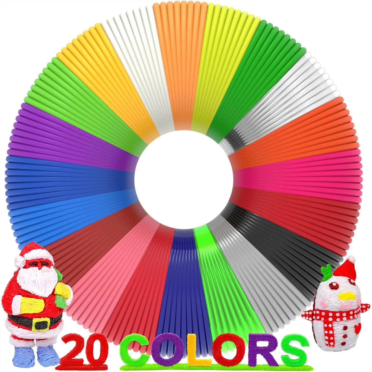 

1.75mm 3D Pen Filament 400ft 20 Colors PLA with 250 Stencil eBook