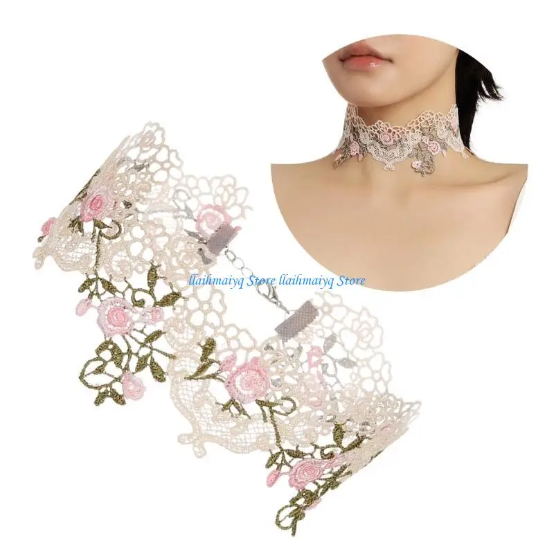 

573B Нежное ажурное кружевное ожерелье с цветочным узором Изысканное ожерелье с воротником для свадеб и вечеринок