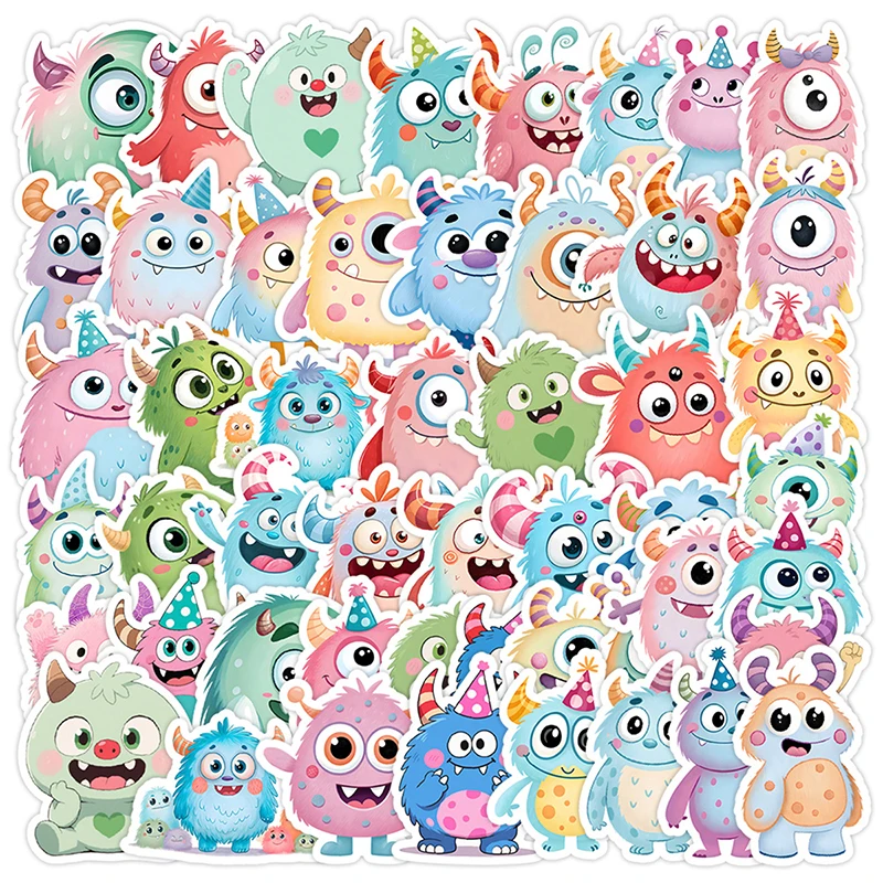 50PCS Cute Big-Eyed Monster Cartoon Stickers Waterproof Vinyl Decals Luggage Journal Skateboard Helmet Notebook Guitar Kids Toys