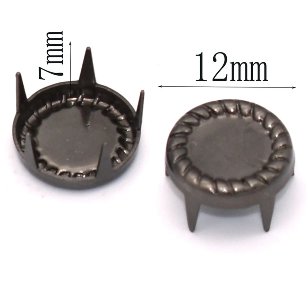 12mm Nailhead Tacks Nails Flat Snaps Claw Studs Rivets Cone Decorative Prong Shoes Purse Belt Leather Craft Accessory 50pcs