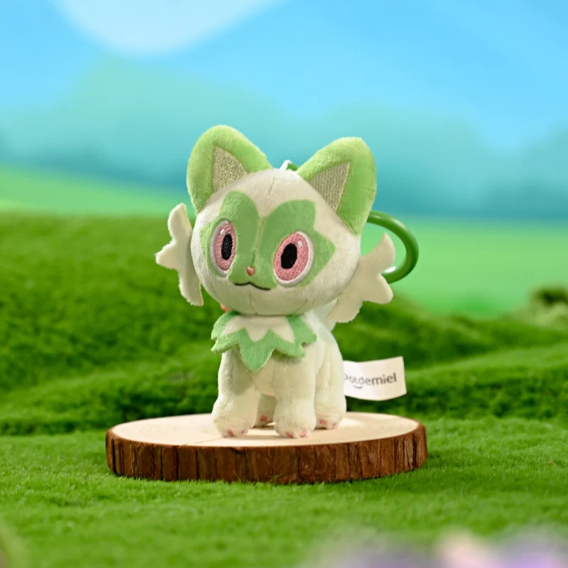 Echte Pokemon Sprigatito Liebe Serie Kawaii Plüsch Stofftier Schlüsselbund Rucksack Anhänger Schlüsselring Puppe Geburtstag Geschenke Für Kind Junge