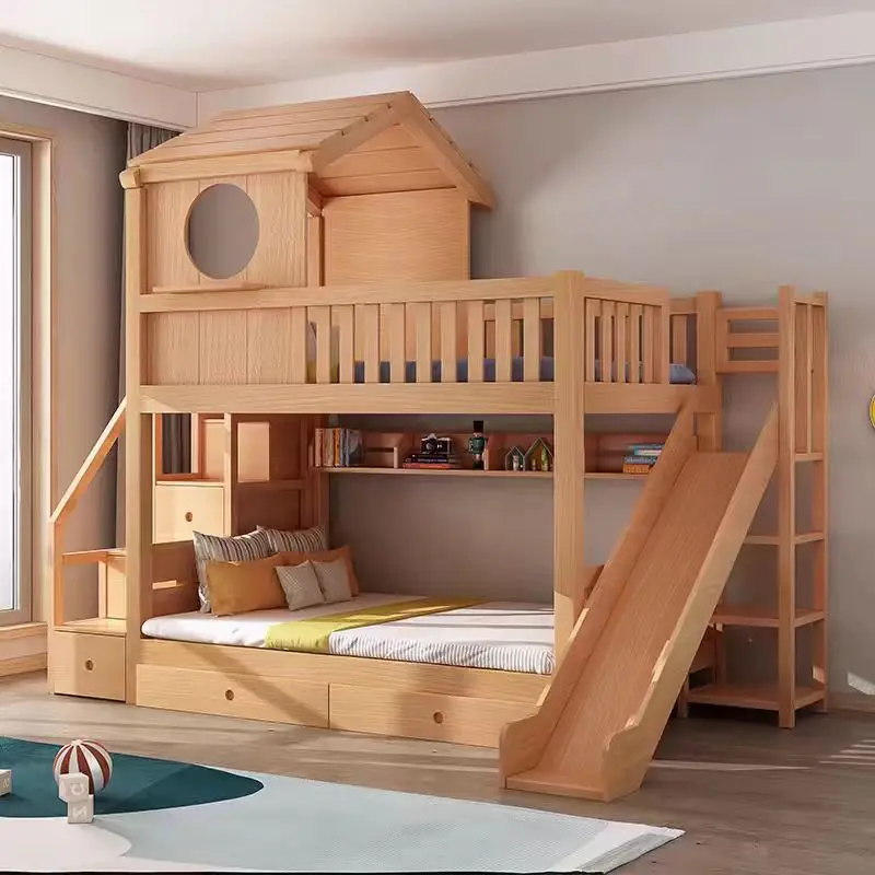 New Zingana wood bunk bed kids baby wooden bed child bunk bed for bedroom/hotel cartoon kids' babies' bedding kids furniture