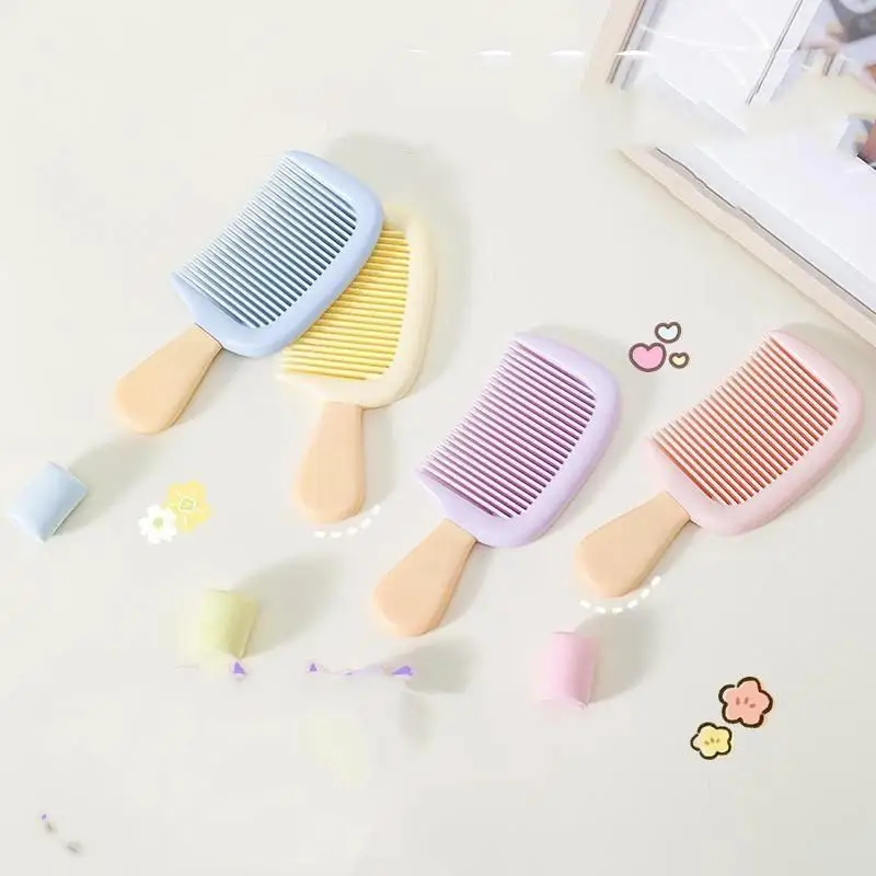Portable Cute Mini Hair Comb Smooth Soft Plastic with Hangable Hole Compact for School Student Daily Use