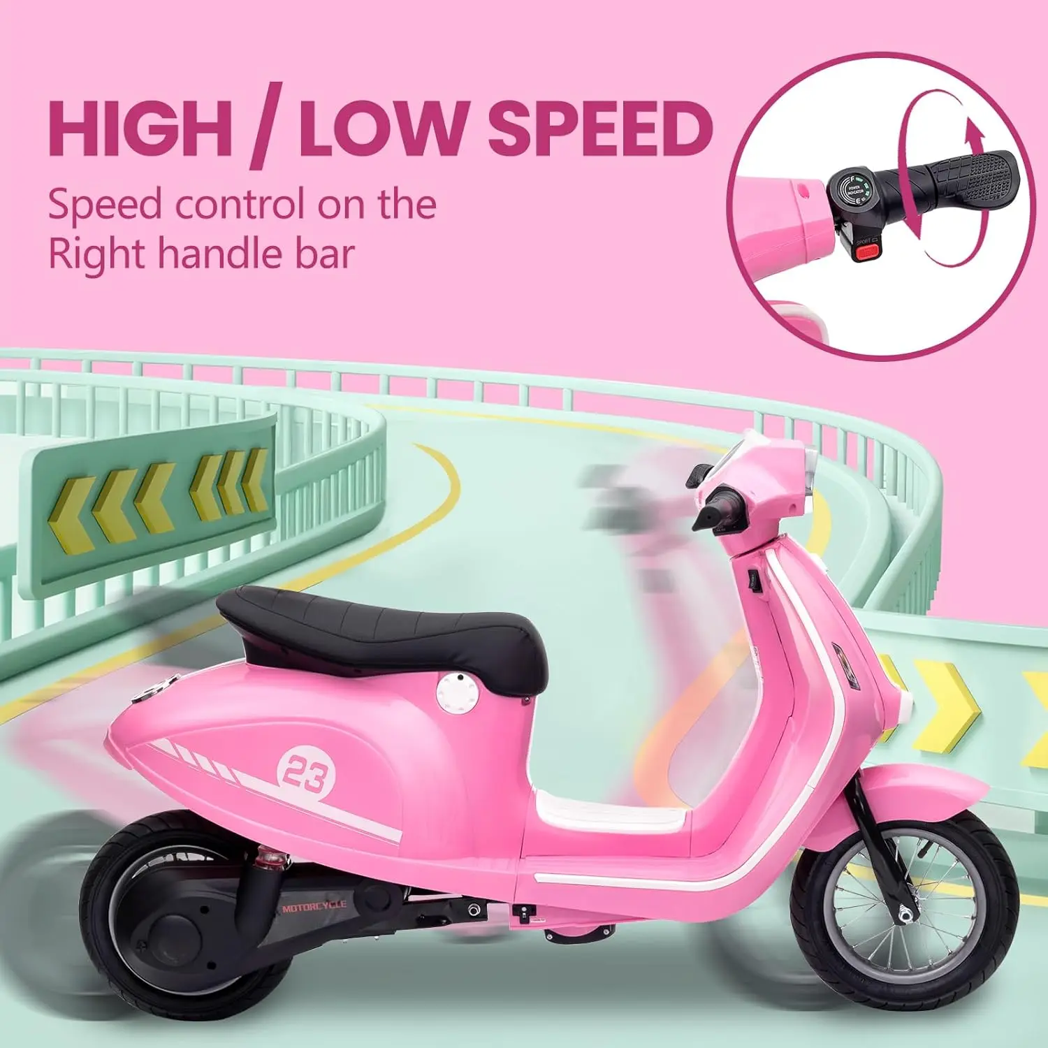 Moto pour enfants, jouets pour enfants, 24 V, 350 W, sièges électriques, Max 14 MPH, lumières LED étanches pour âgés de 8 à 12 ans, Max 59.9 kg