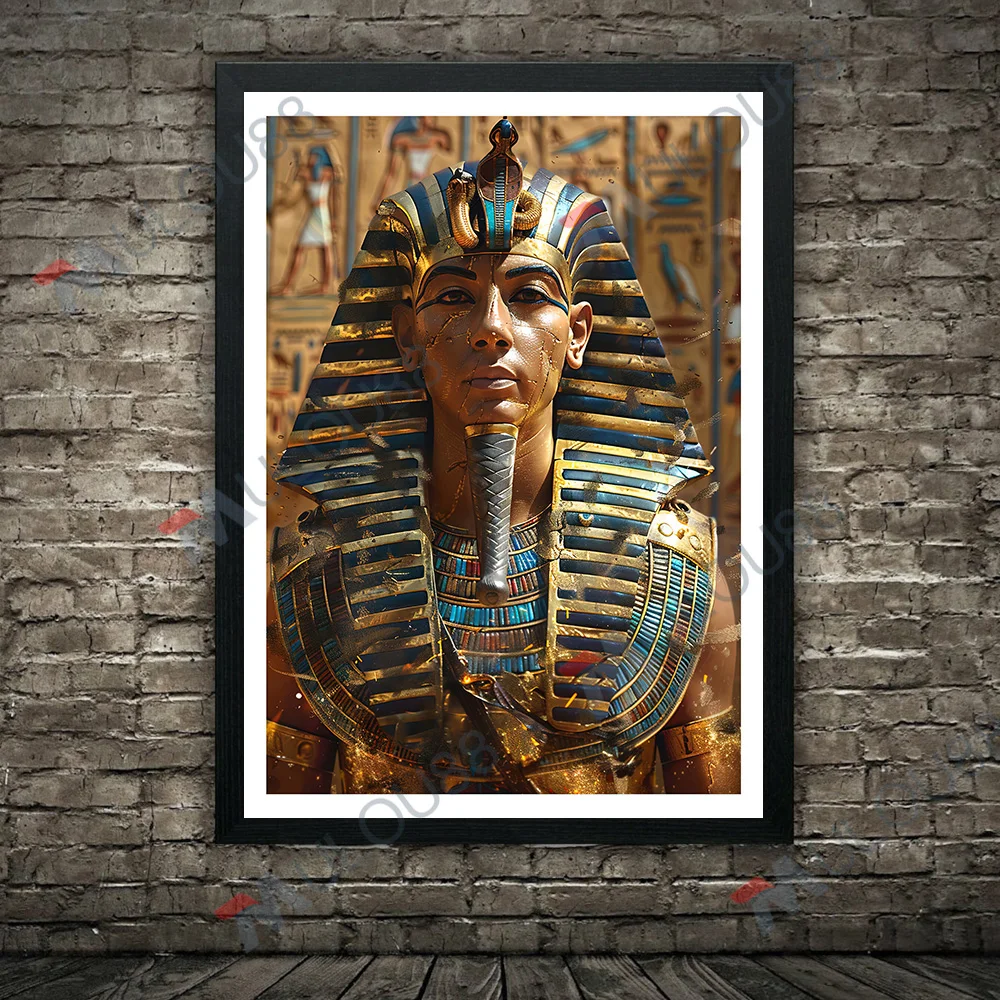 Cleaopatra And Pharaoh Ramses Portrait Vintage Wall Art Canvas Painting,Captivating Ancient Egypt Art Poster Print Home Decor