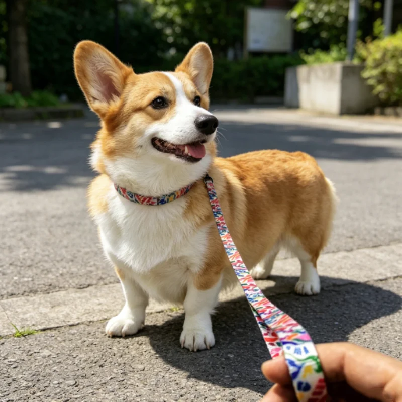 Conjunto collar y correa colorido para perros y gatos pequeños - imagen 2