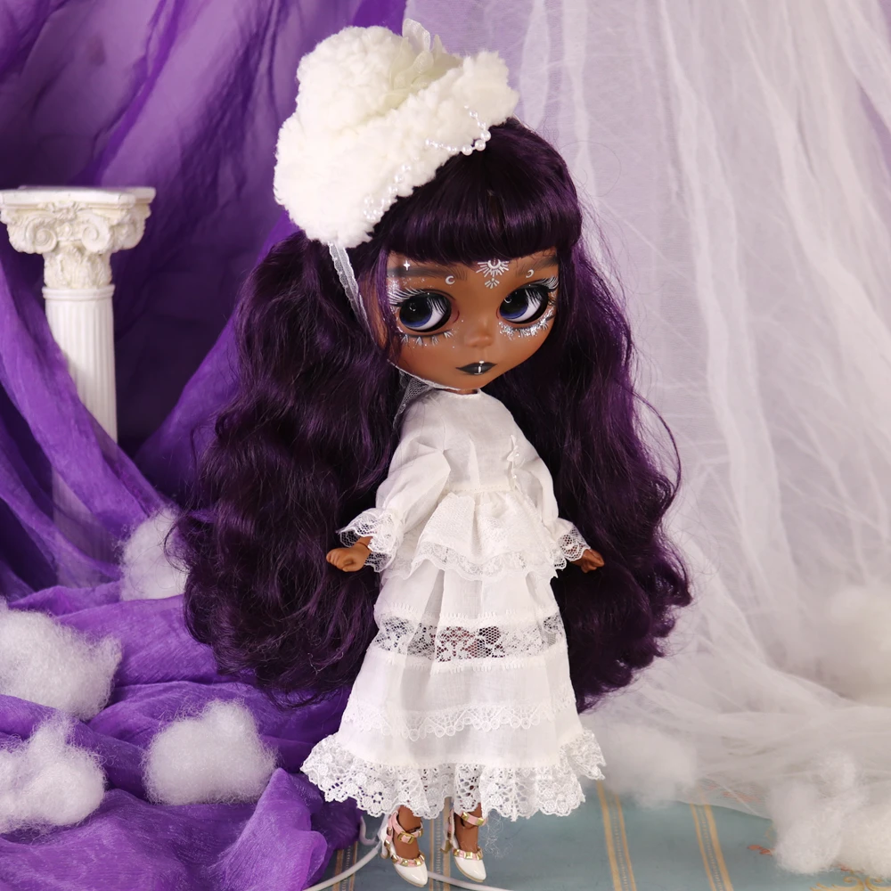 Outfits For Blyth Doll Mori Girl Style White Dress With Hat 1/6 BJD ICY DBS