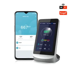 Air Quality Monitor Multi-function CO2 Infrared Sensor Temp Humidity Monitor Indoor Tuya-WIFI High Precision CO2 Gas Detector