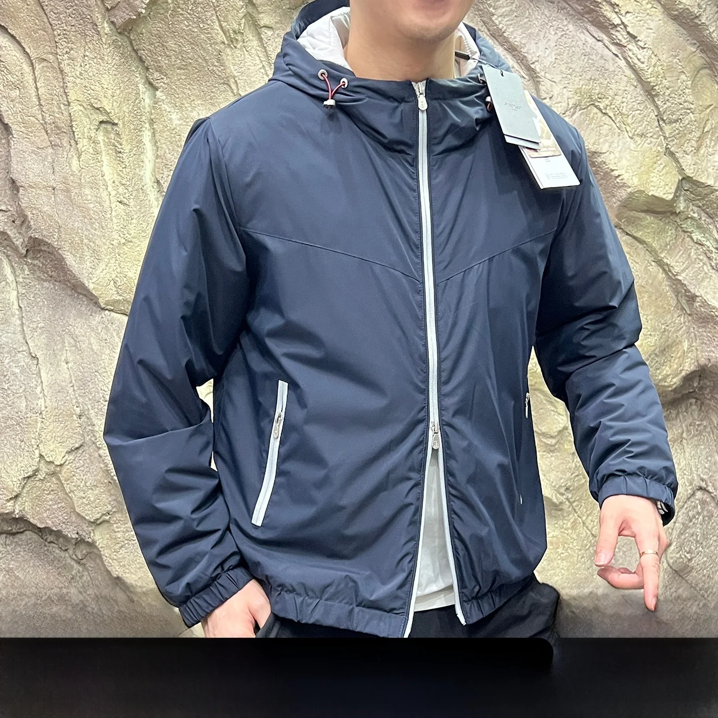 

Silk Wool Filled Hooded Light Warm Windproof Cotton Jaet for Men Youth Faionable Long Sve Regular Length