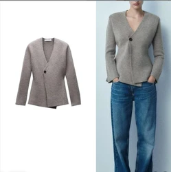 Fashion Single Breasted Solid Knitted Cardigans Women V Neck Long Sleeve Skinny Slim Sweater 2023 Autumn Winter Female Warm Coat