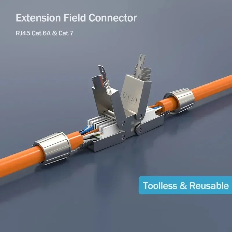 RJ45 Connector Cat 6A 7 Ethernet Extender Junction Adapter Connection Box RJ 45 Lan Cable Extension Plug Full Shielded Toolless