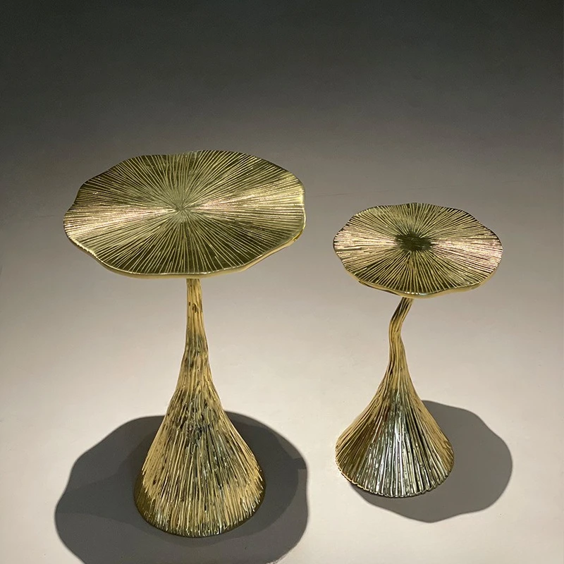 

Pure brass pleated luxury round villa B & B hotel set side table