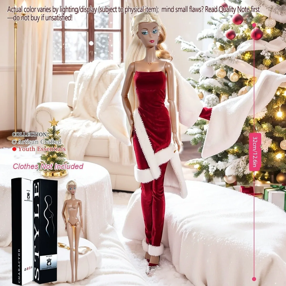 

12,6-дюймовая реалистичная коллекционная кукла BJD — модная модель куклы с шаровым шарниром и 12 шарнирами для рукоделия (без одежды)