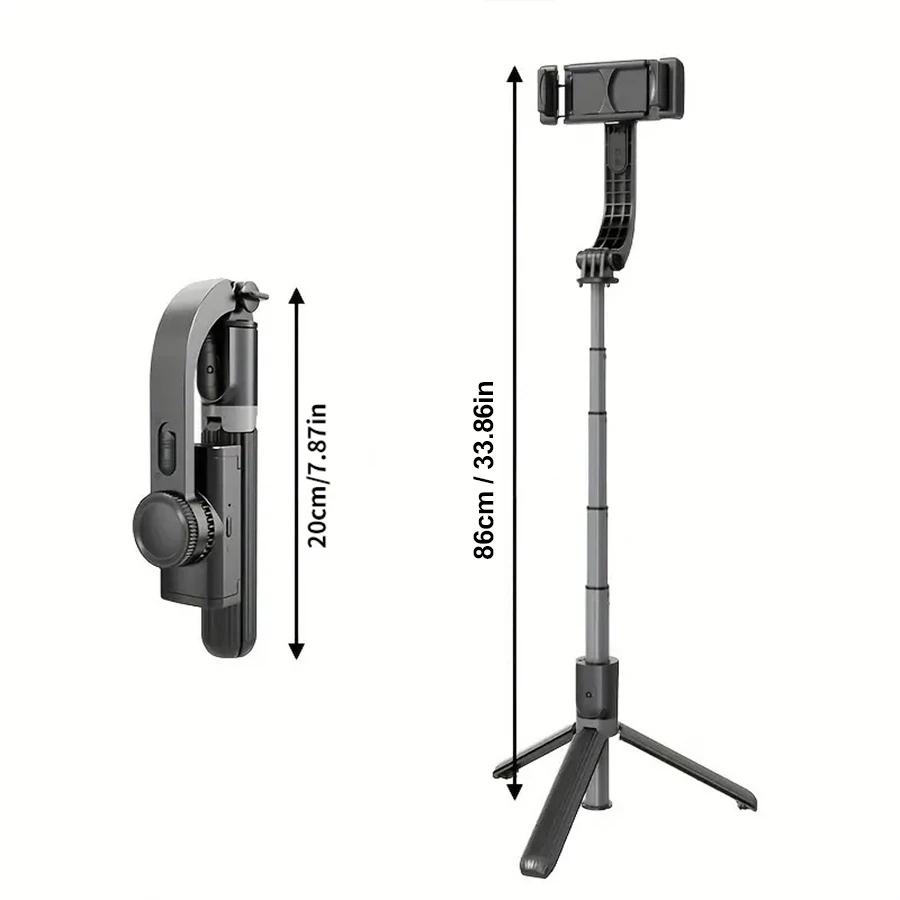 Handheld Gimbal Stabilizer for Smartphone 1-Axis with Selfie Stick Tripod Stand Wireless Bluetooth Remote for iPhone Android