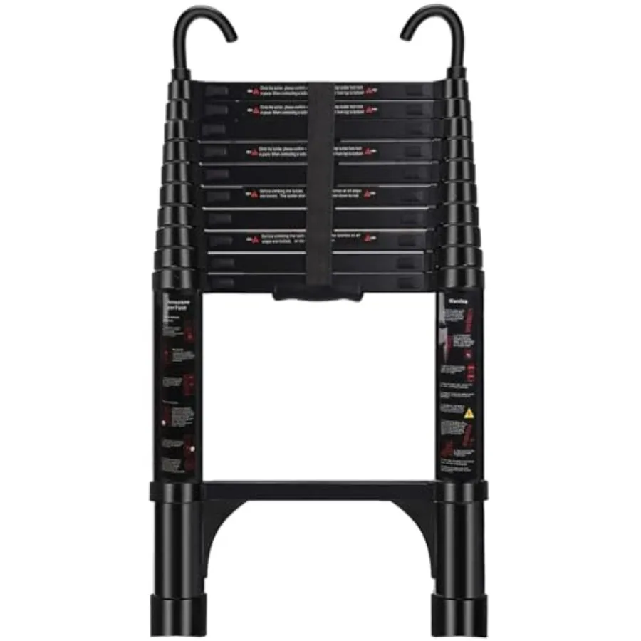 

Telescoping Ladder 10.5 FT - Aluminum Telescopic Ladder with Hooks - Folding Extension Ladders for Home Work Loft Roof Attic RV