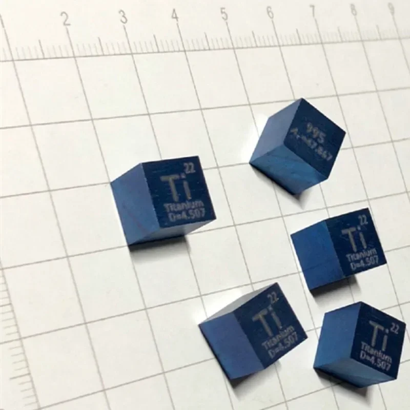 1pc Deep Blue Titanium Metal Pure Ti 995 Titanium Cube Periodic Table Craft Wonderful Collection 10*10*10mm