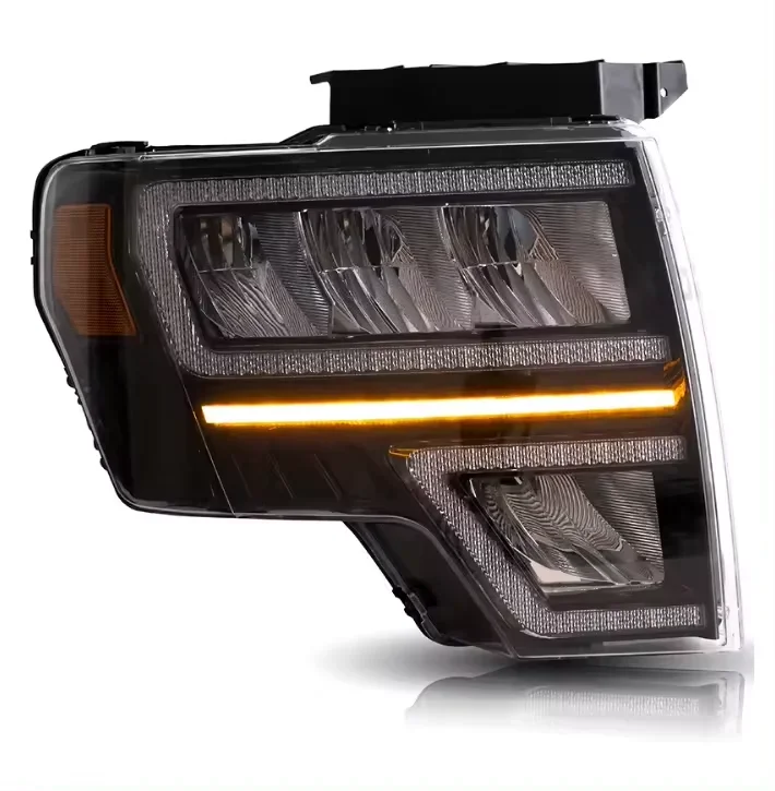 المصابيح الأمامية لفورد رابتور F150 F-150 2008-2014 مجموعة المصابيح الأمامية LED DRL تدفق بدوره أضواء الإشارة اكسسوارات السيارات