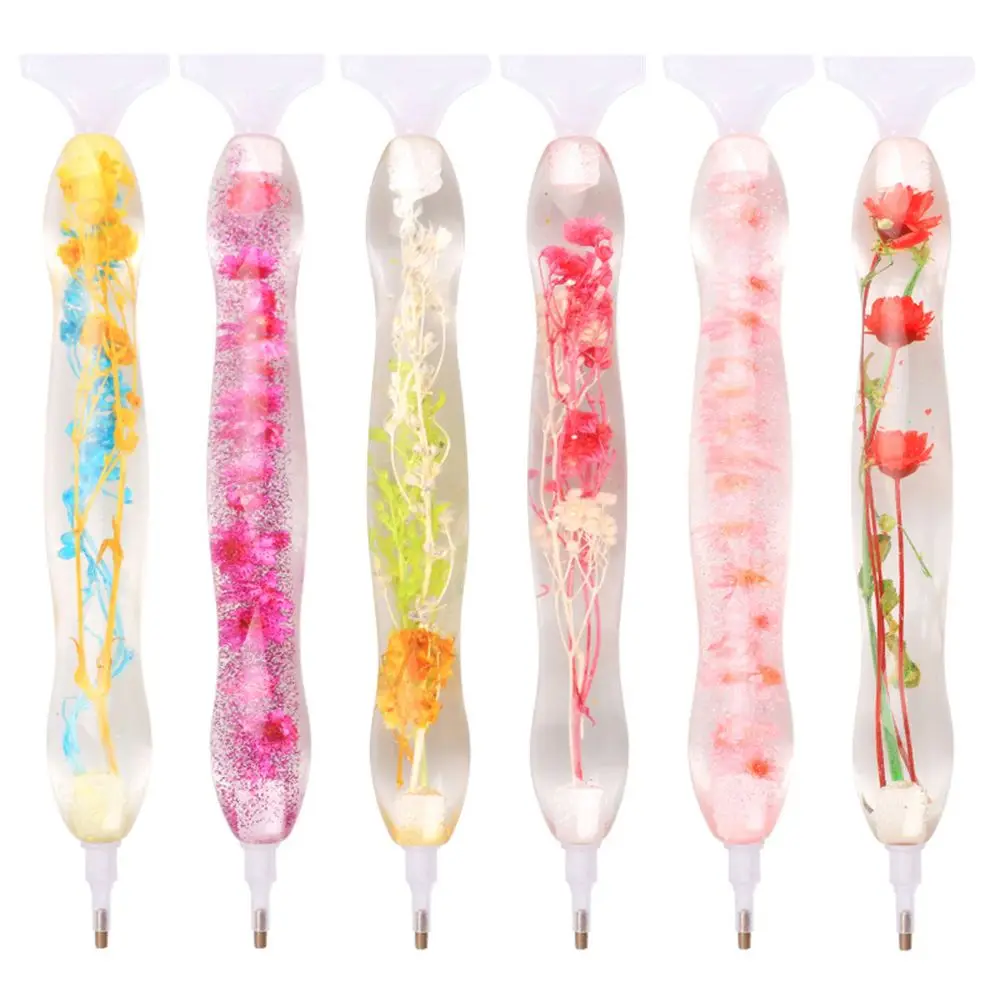 Crystal Flower Resin Point Drill Pen Double Head 5D Diamond Painting Pen DIY Crafts Cross Stitch Embroidery Sewing Accessories