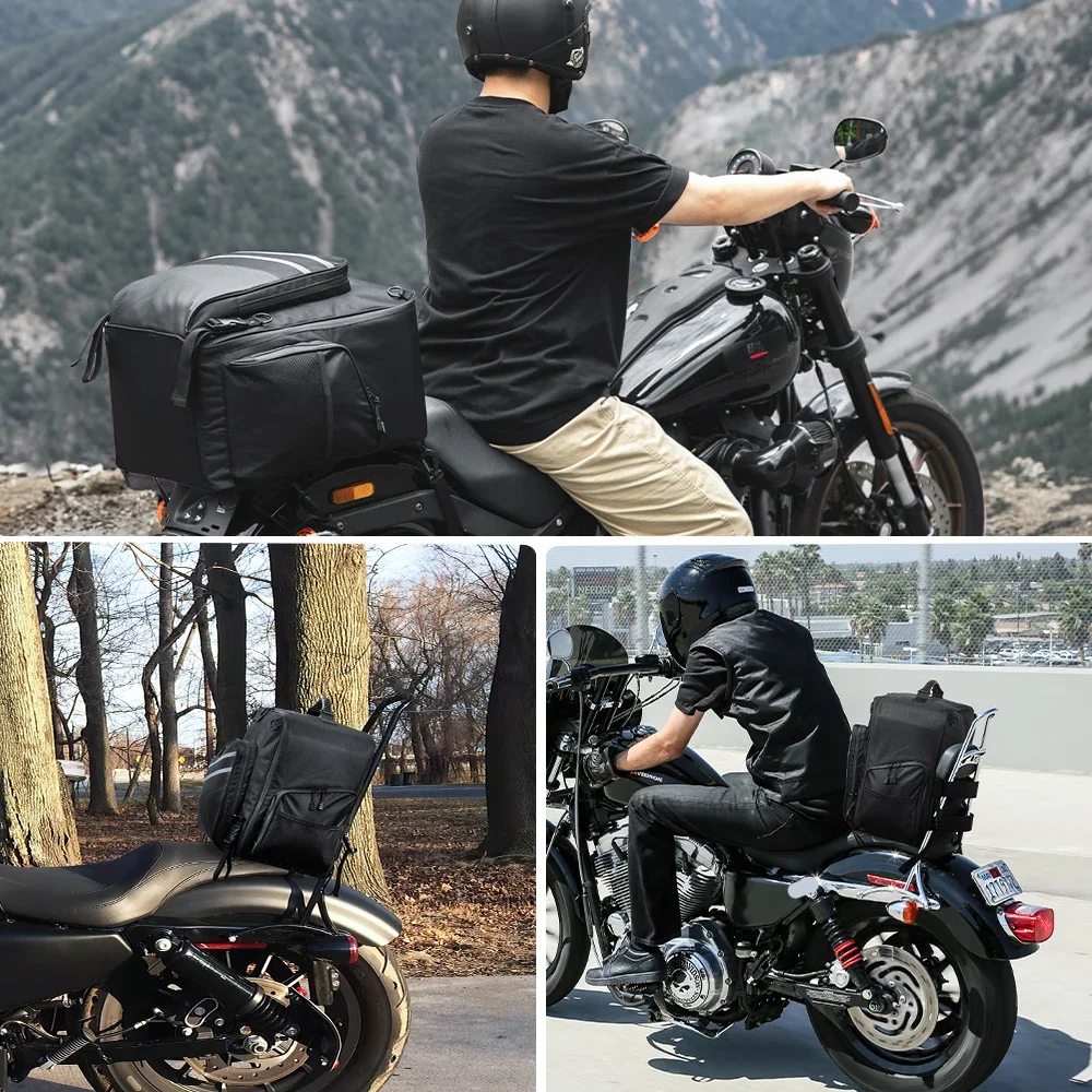 Motorcycle Tail Bags Travel Luggage Seat Bags Compatible with Touring 40L Motorcycle Helmet Bag Handbag Backpack Storage Trunk