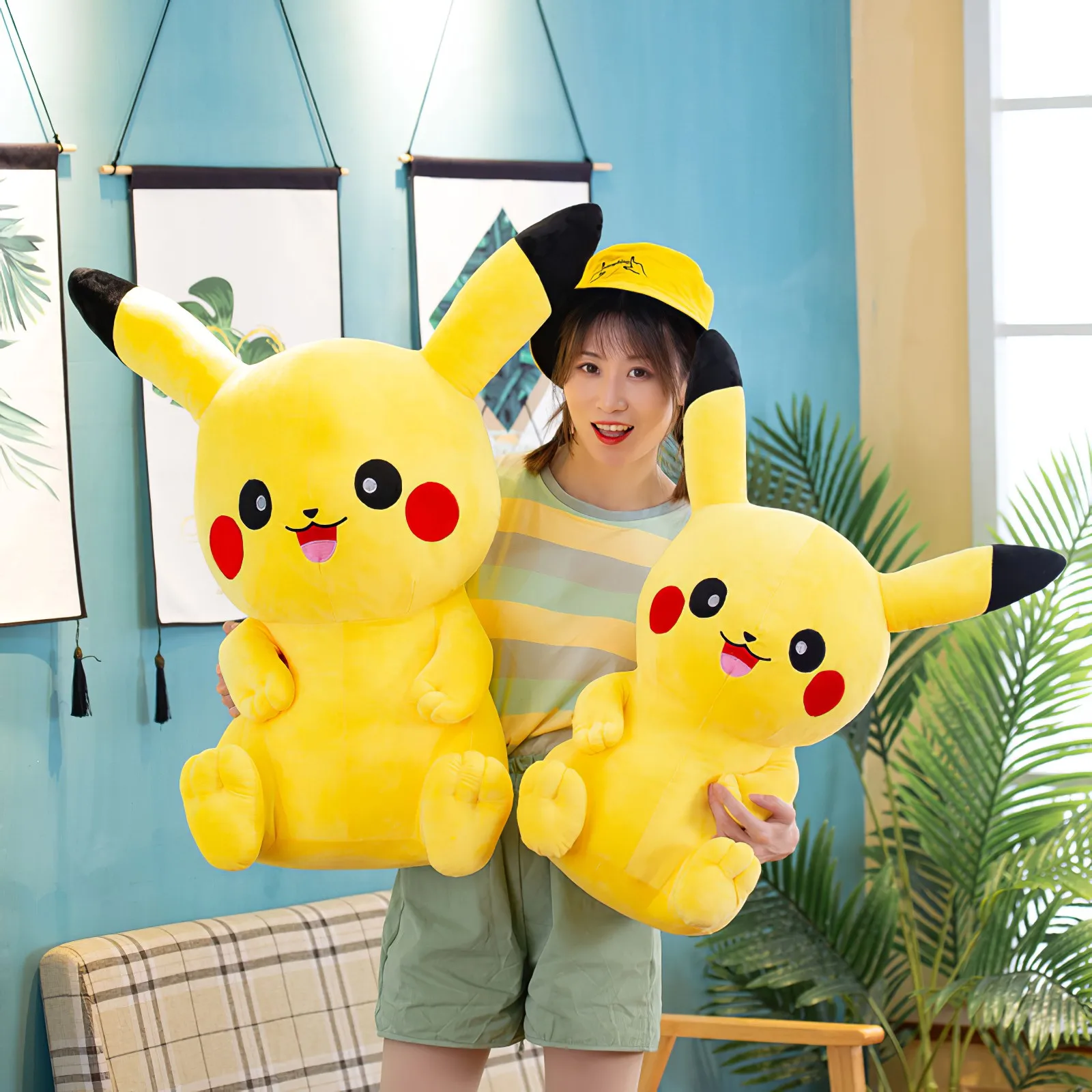 60cm Śliczne Anime Pokémon Pikachu Pluszowa zabawka Kreskówka Kawaii Pokemon Uśmiech Pikachu Miękka wypchana lalka Duży rozmiar Poduszka Prezent