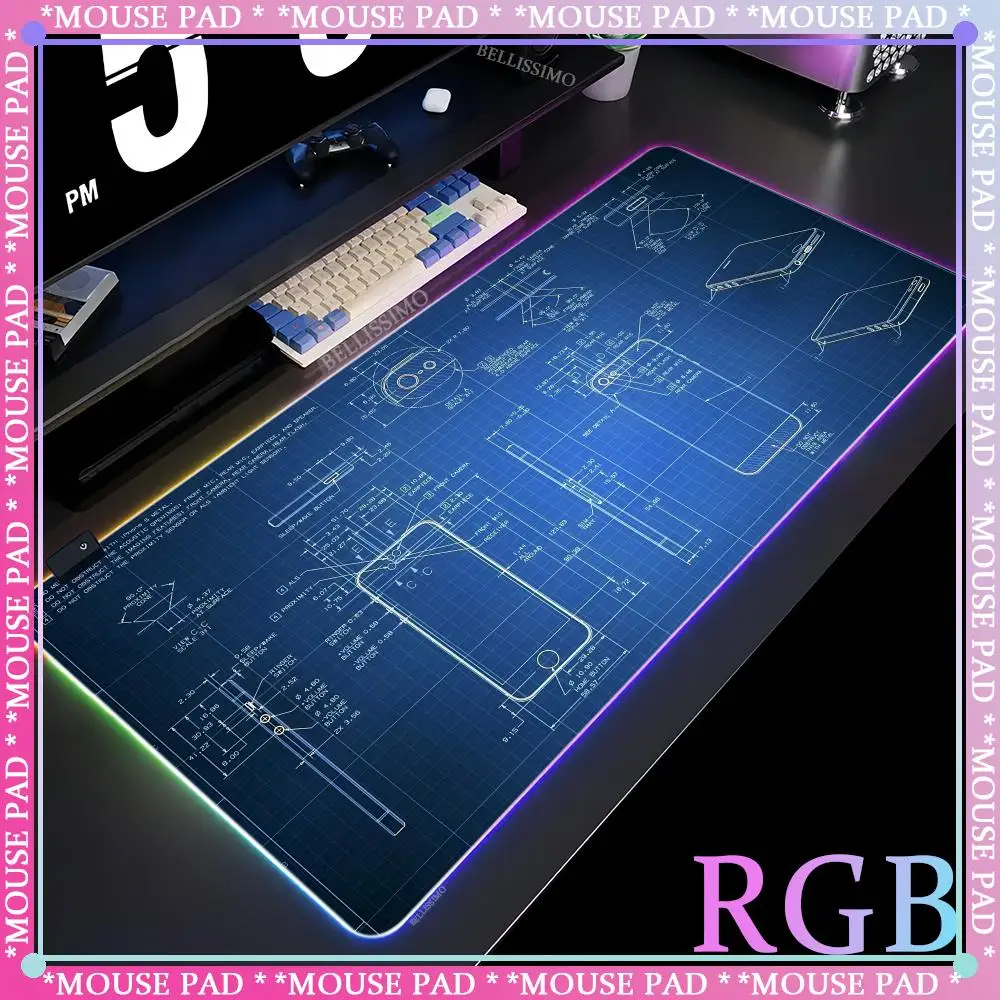 RGB mechanical drawing HD mousepad game accessories LED game keyboard pad large table mat rubber non-slip luminous XXL mouse pad