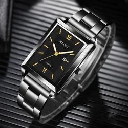 Fashion Men's Calendar Date Sport Casual Leather Wristwatch Luxury Business Stainless Steel Quartz Watch for Man montre homme