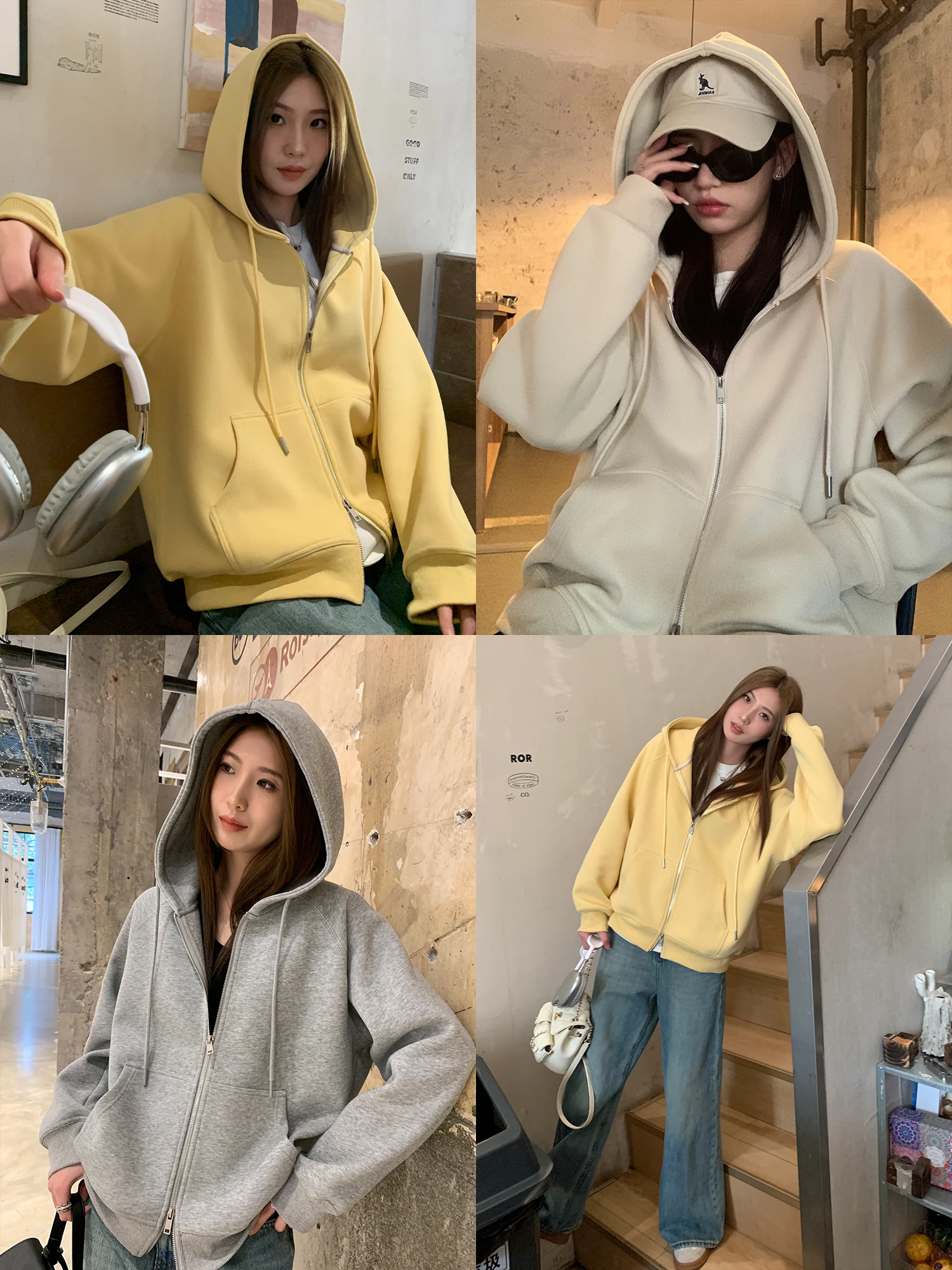 

Женская толстовка свободного кроя на молнии: повседневная, комфортная, на весну-осень