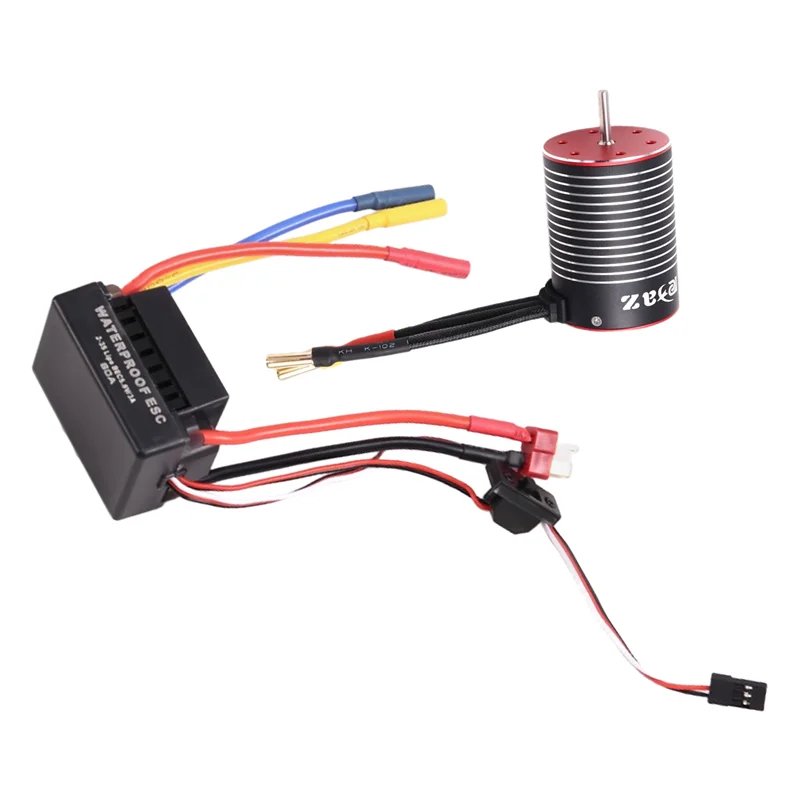 أفضل العروض محرك بدون فرشاة 3650 مقاوم للماء مع مجموعة 60A ESC لقطع غيار شاحنات السيارات RC 1/10