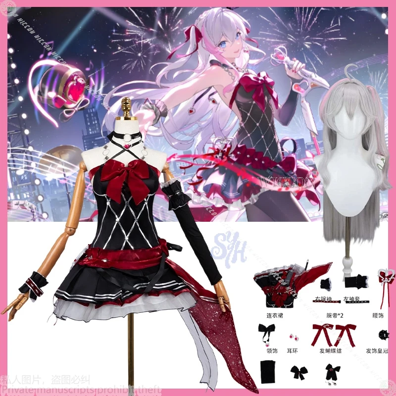 

Strinova Kanami Cosplay Anime Game Costume Kawaii Idol Uniform Black Red Flower Goth Dress Jirai Kei Lolita Halloween