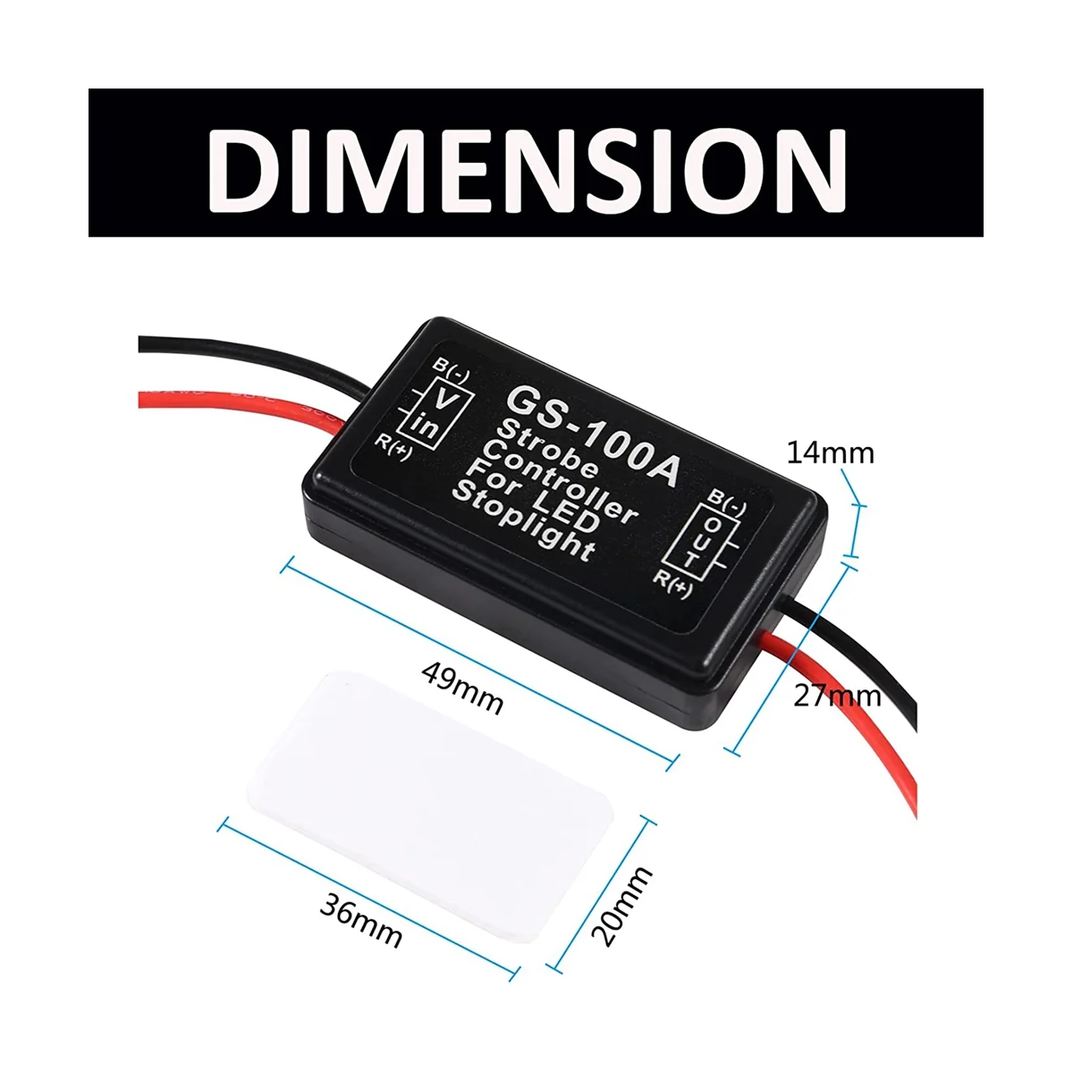 Módulo intermitente de luz de freno de GS-100A, controlador de freno alto, lámpara trasera de seguridad, 8 piezas, DC 12-24V 2A 24W